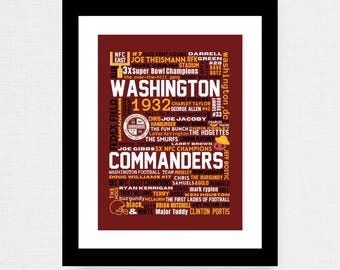 Collage impreso del equipo Washington Commanders (NFL)