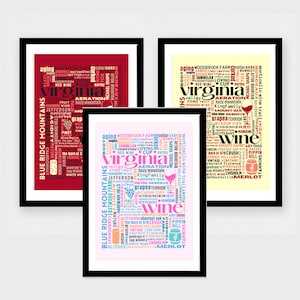 Virginia Wineries - (Monticello Wine Trail) - Multi Color Collage Print Pink/Red/White