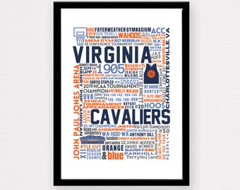 UVA (University of Virginia) Men's Basketball (ACC) Team Collage Print