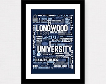 Longwood University Collage Print – Campus Buildings and Traditions