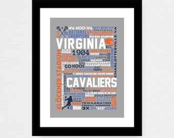 UVA (University of Virginia) Men's Lacrosse - LAX  (ACC) Team Collage Print