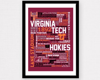 VT (Virginia Tech) Football (ACC) Team Collage Print