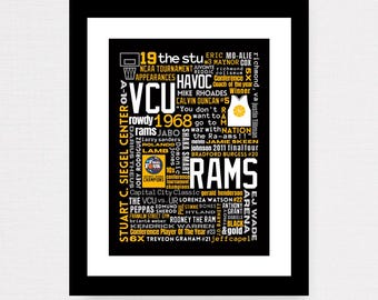 VCU (Virginia Commonwealth University) Men's Basketball (A-10) Team Collage Print