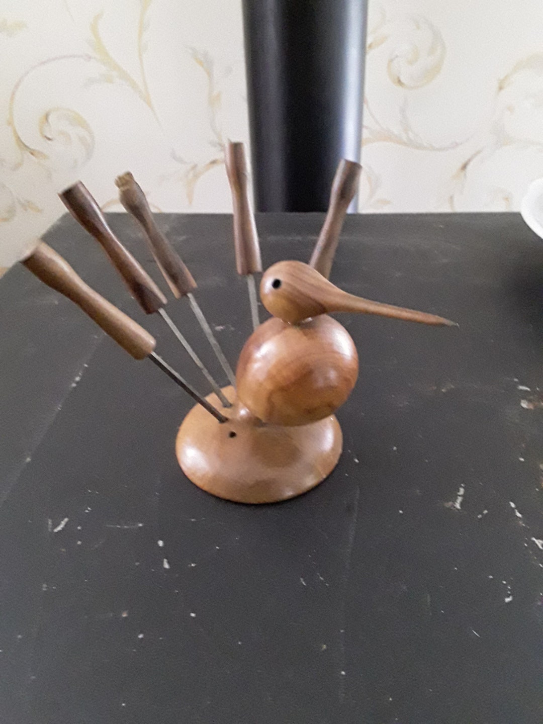Wooden Bird Fondue Fork Set Etsy