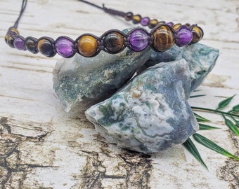 Amethyst and Tiger eye choker with or without hematite