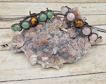 Ensembles de bracelets perlés en macramé de pierre