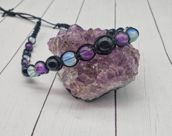 Onyx and opalite choice macrame choker, Ametyst, rose quartz or aventurine