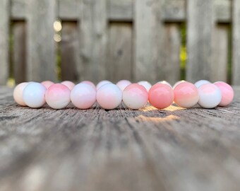 Conch Shell Bracelet Handmade 8mm Pink Queen Conch Shell Beaded Bracelet Stack Bracelet Unisex Bracelet Gift Bracelet Beach Bracelet