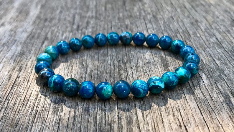 Dainty Natural Shattuckite Bracelet 6mm Rare Shattuckite Beaded Gemstone Bracelet Intense Blue Shattuckite Bracelet Unisex Gift Bracelet