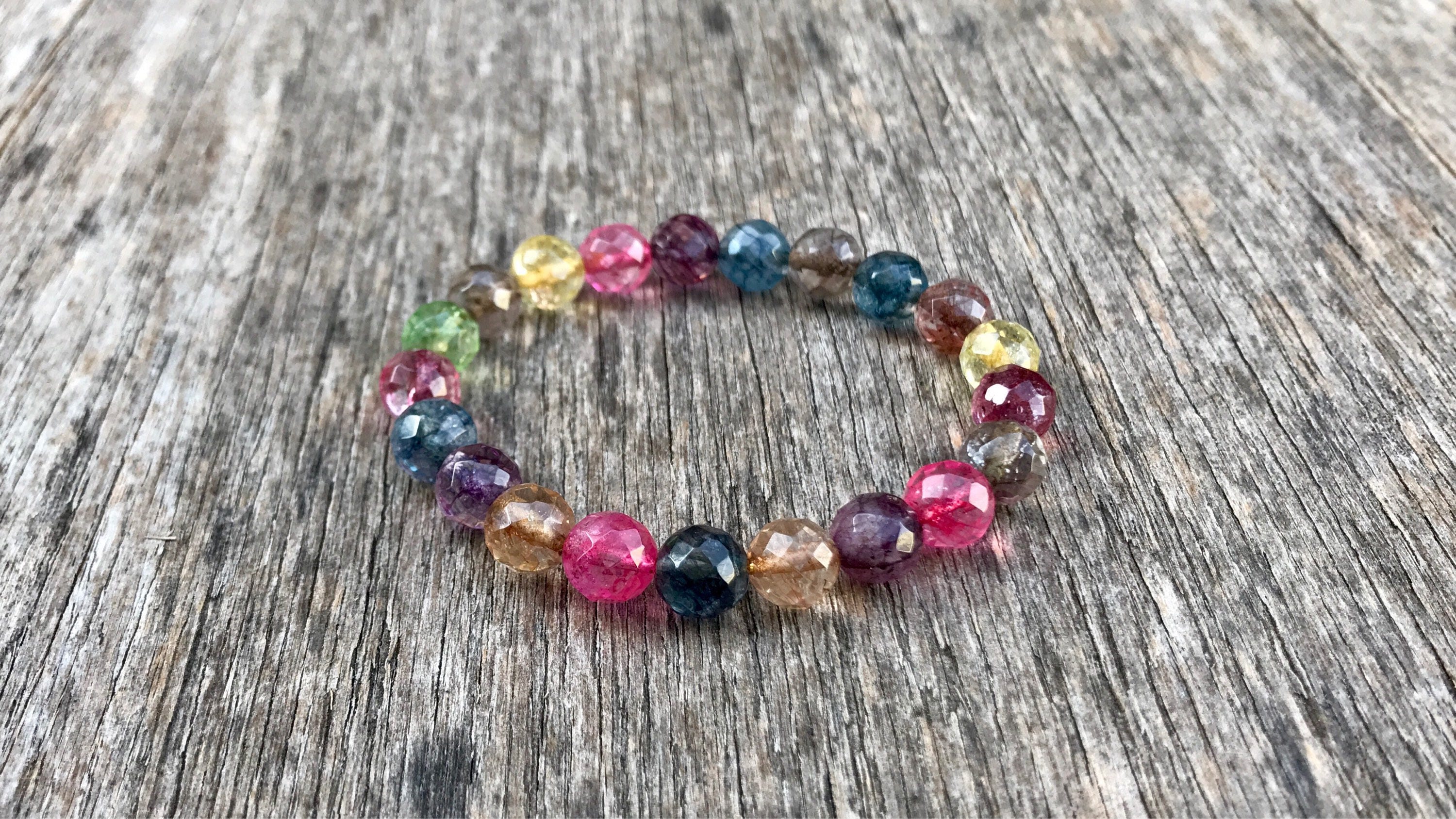 Rainbow Quartz Bracelet 8mm Multicolor Quartz Crystal Gemstone Etsy