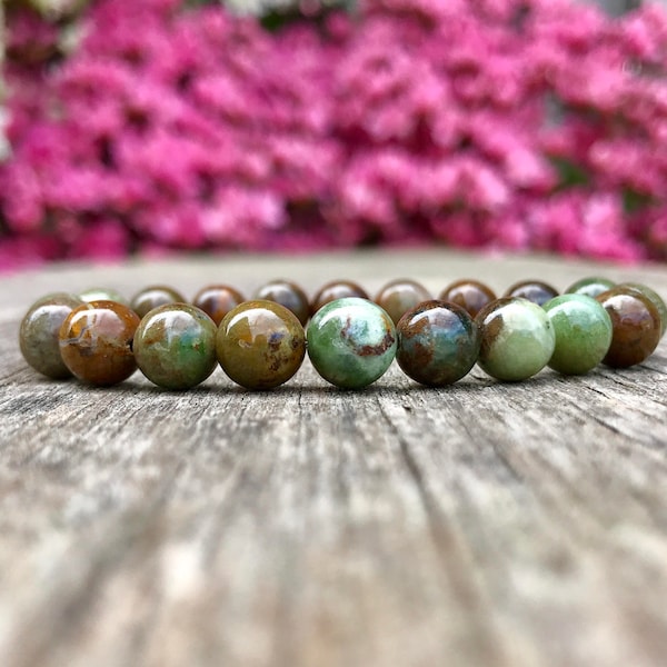 African Green Opal Bracelet Handmade 8mm Green Opal Beaded Gemstone Bracelet Stack Bracelet Unisex Bracelet Gift Bracelet