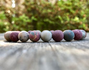 Picasso Jasper Bracelet Hecho a mano 8mm Mate Picasso Jasper Beaded Gemstone Bracelet Stack Bracelet Unisex Bracelet Jasper Gift Bracelet