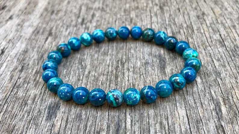 Dainty Natural Shattuckite Bracelet 6mm Rare Shattuckite Beaded Gemstone Bracelet Intense Blue Shattuckite Bracelet Unisex Gift Bracelet