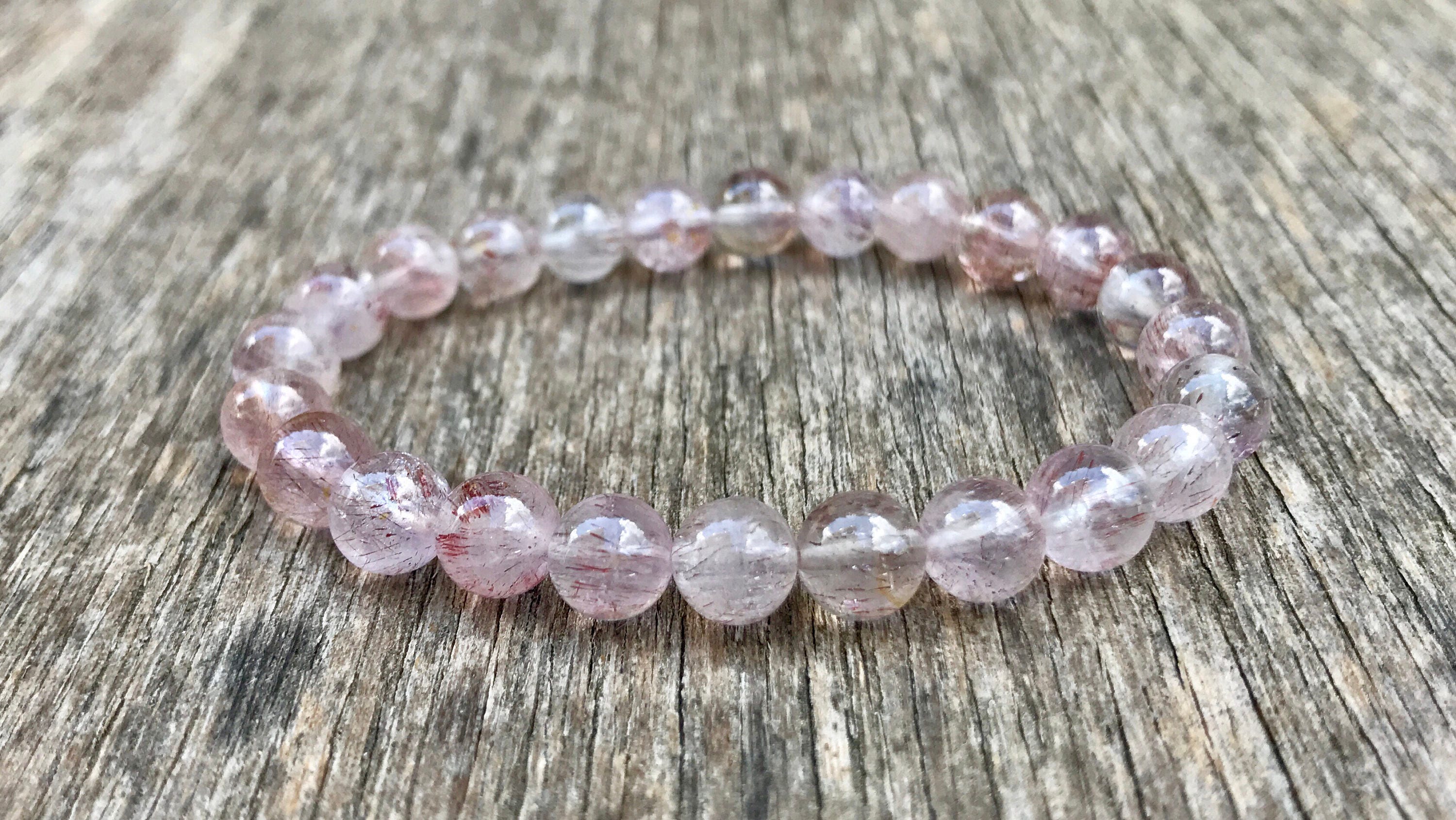 Super 7 Crystal Bracelet Handmade 8mm Super Seven Beaded Etsy