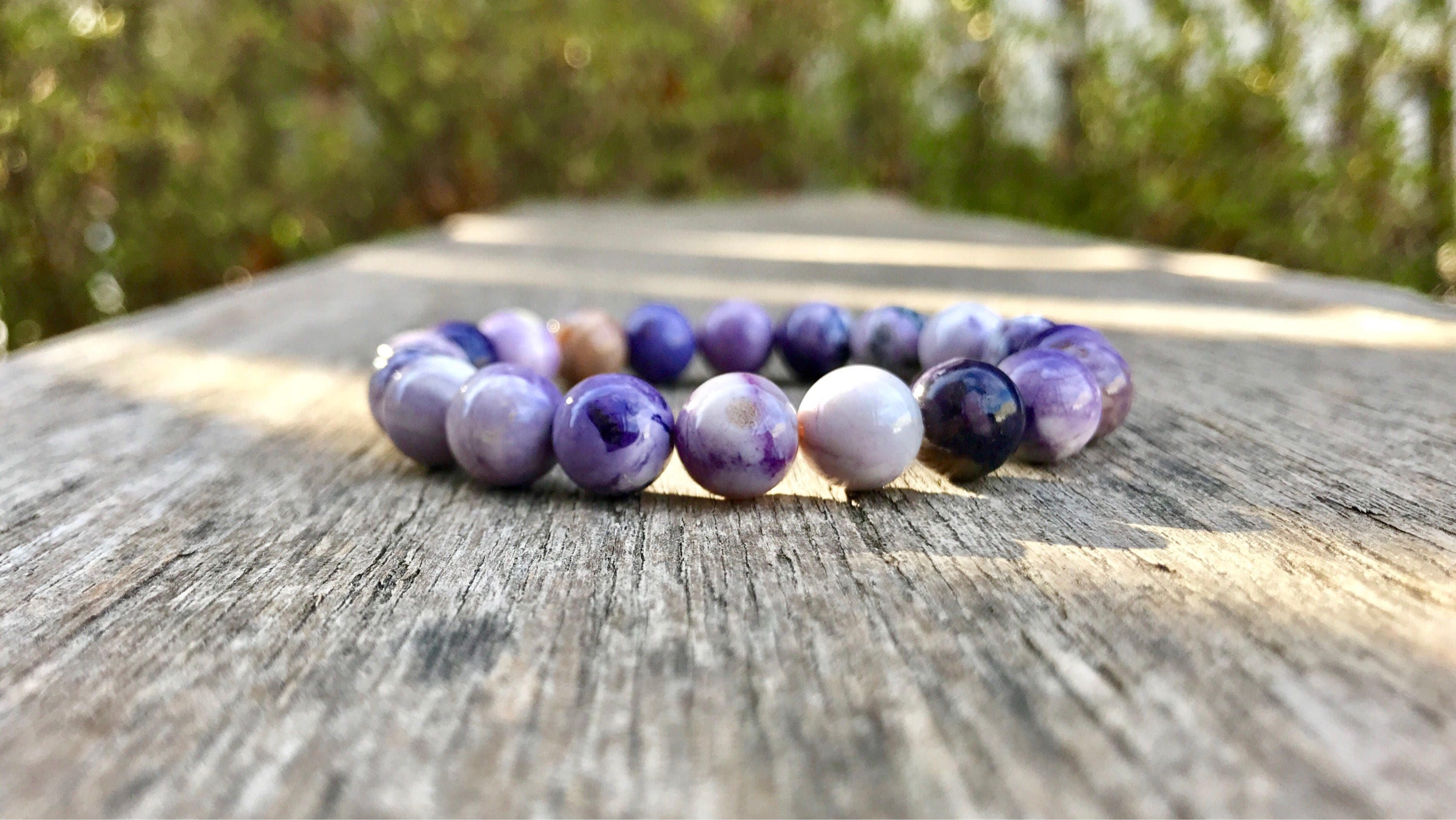 Tiffany Stone Bracelet Grade A 9-10mm Opalized Fluorite Beaded Gemstone  Bracelet Bertrandite Bracelet Dreamers Bracelet Purple Opal Bracelet - Etsy