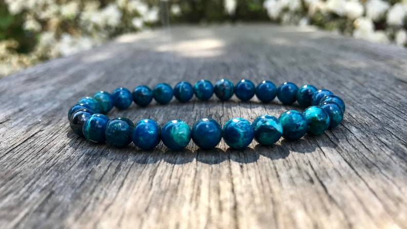 Dainty Natural Shattuckite Bracelet 6mm Rare Shattuckite Beaded Gemstone Bracelet Intense Blue Shattuckite Bracelet Unisex Gift Bracelet
