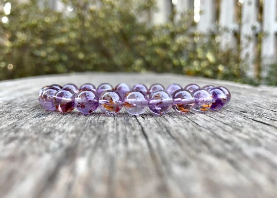Cacoxenite Bracelet Handmade Grade A 8mm Exquisite Cacoxenite in Transparent Amethyst Beaded Gemstone Bracelet Stack Bracelet Gift Bracelet Etsy
