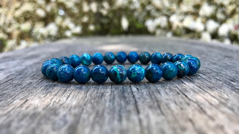 Dainty Natural Shattuckite Bracelet 6mm Rare Shattuckite Beaded Gemstone Bracelet Intense Blue Shattuckite Bracelet Unisex Gift Bracelet