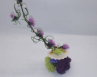 DIY Kit Fairy Birdbath with Flowers Make it Yourself Garden Decor Pink