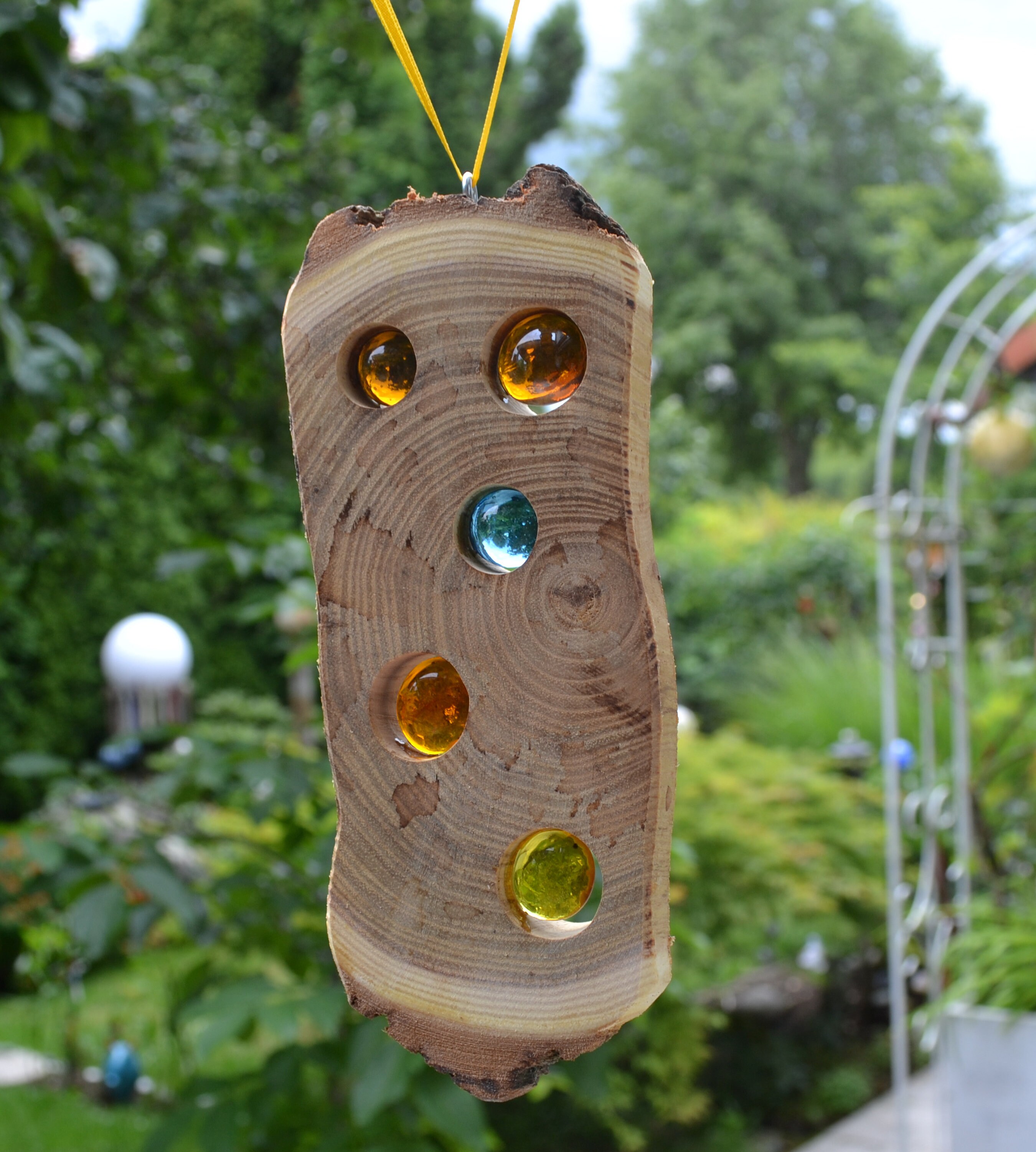 Window decoration, wood suncatcher acacia nature