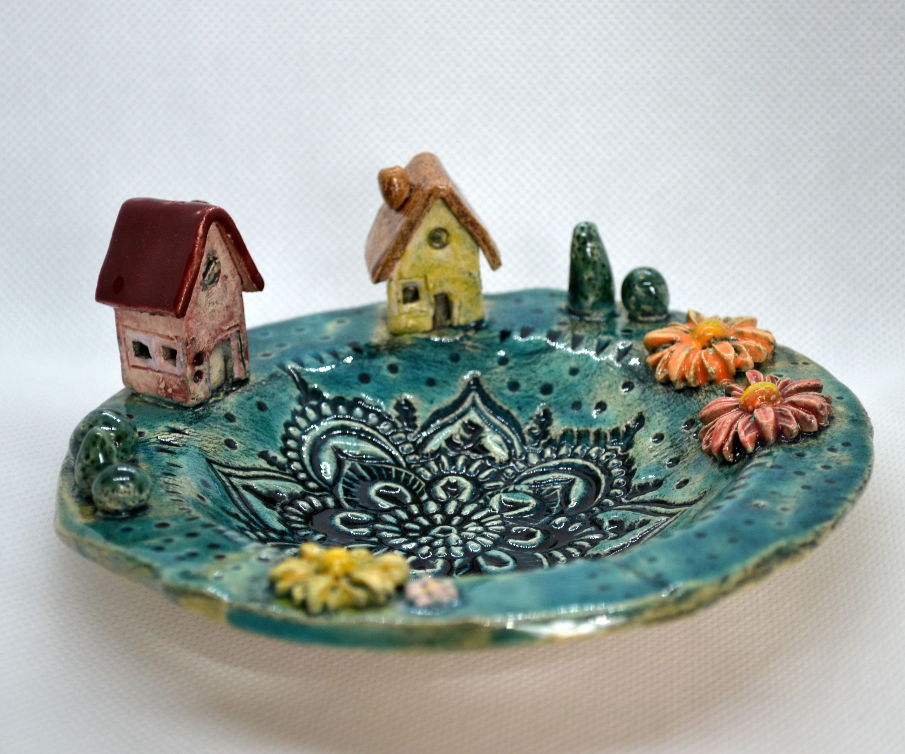 Ceramic Candle plate little Worldwith House