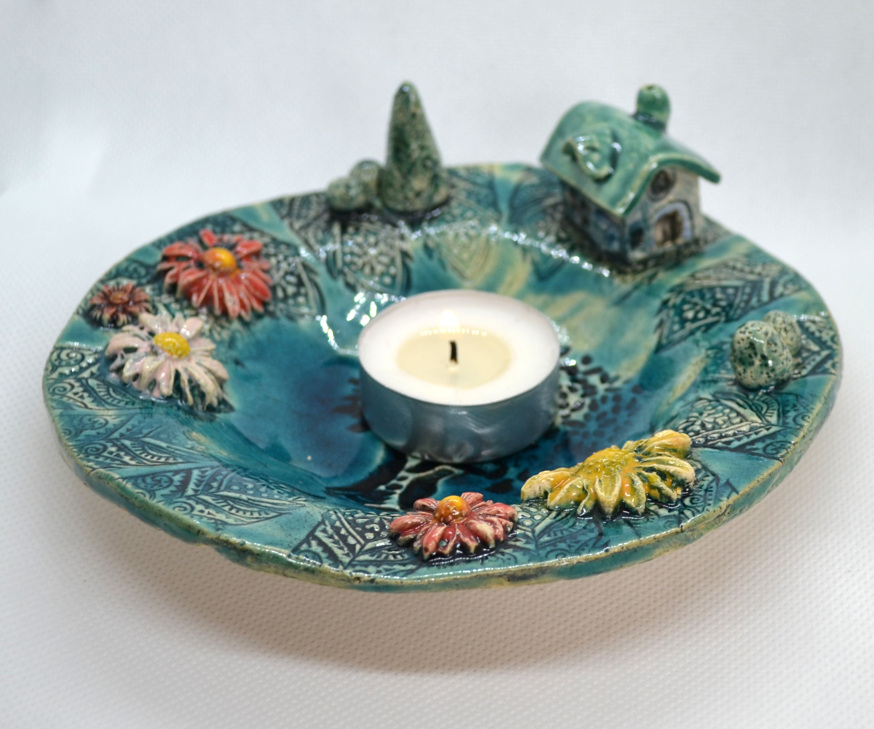Ceramic Candle plate little Worldwith House