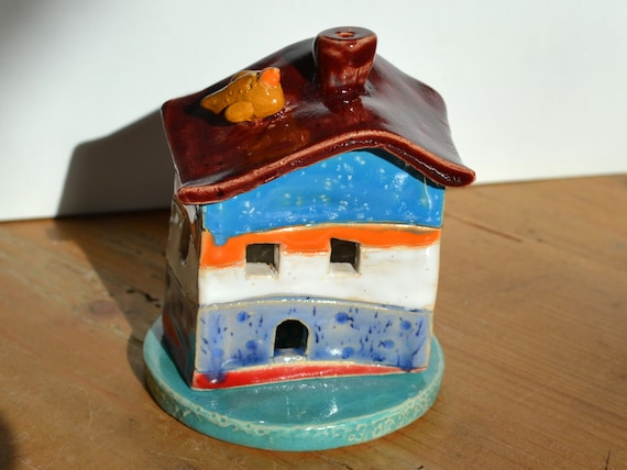 Small ceramic incense cone house