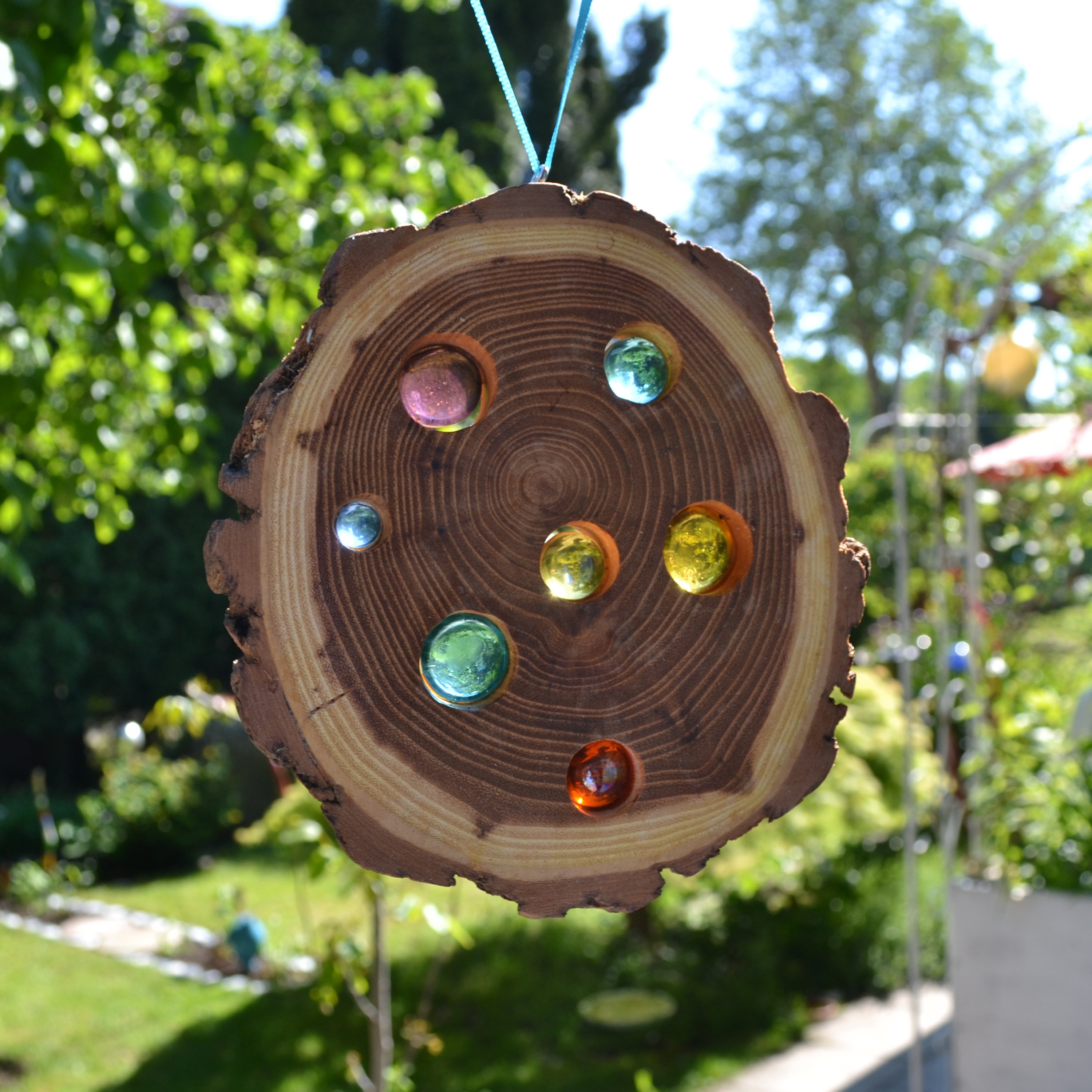 Window decoration, wood suncatcher acacia nature