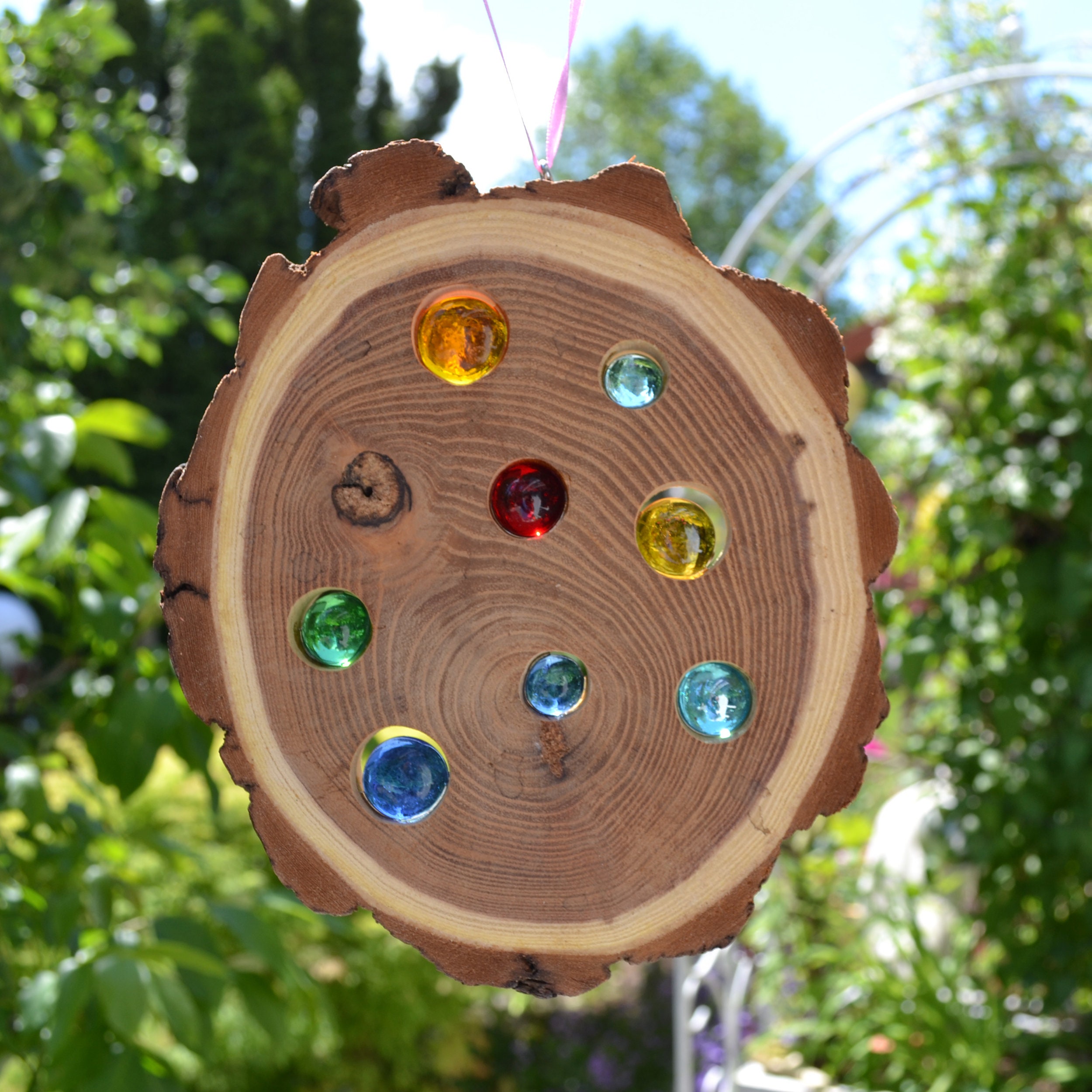 Window decoration, wood suncatcher acacia nature
