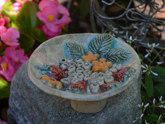 Ceramic insect waterer "Strawberry field"