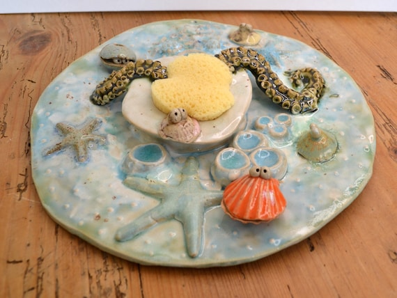 Ceramic butterfly and insect waterer "I want the sea"