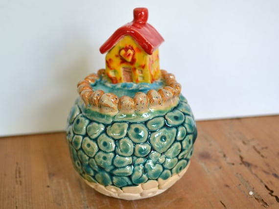Ceramic Garden Ball "House by the Sea"