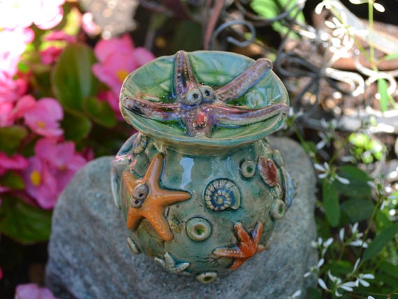 Ceramic garden sphere "Seashells by the sea"