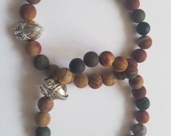 Picaso Jasper Warrior Mens Beaded Bracelet