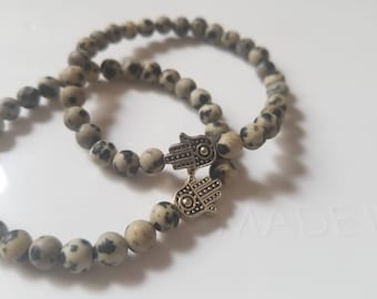 Dalmatian Jasper Hamza Bracelet