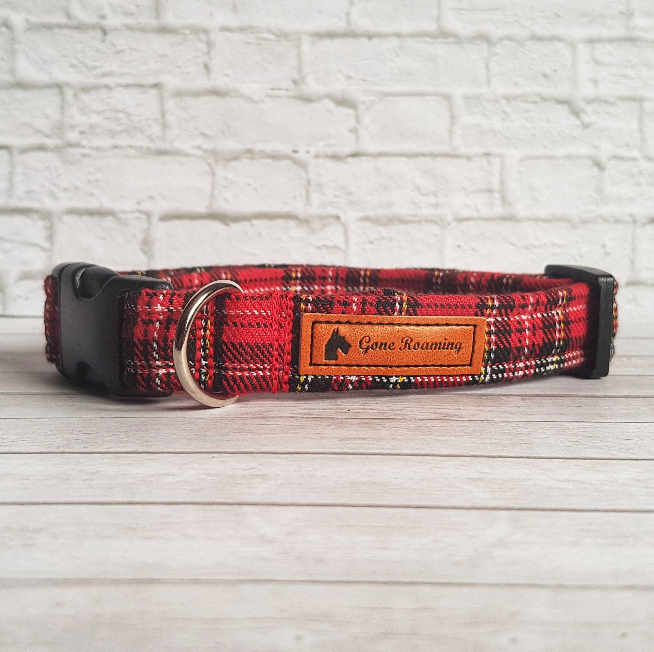 Dog Collar in Red Plaid Tartan Dog Accessories Metal or Etsy