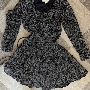 Black and White Polka Dot Laced Mini Dress // Vintage