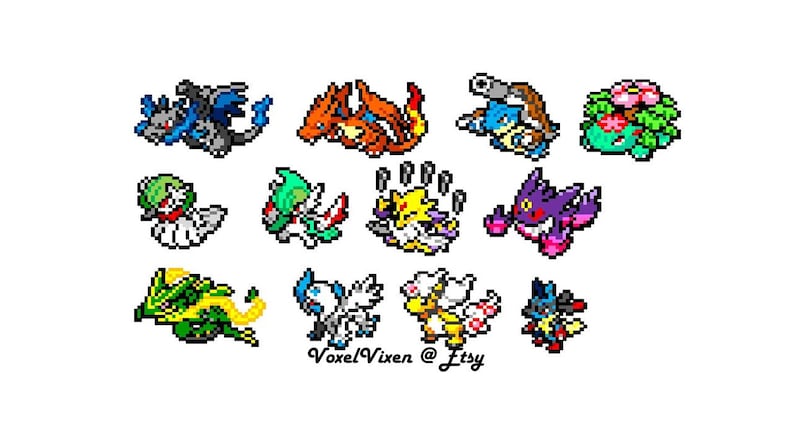 Mega Evolution Pokemon Pixel Perler Sprites | Etsy Hong Kong