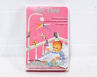 Vintage Musical Mobile for Crib, Vintage Nursery Decor, Vintage Baby Mobile, Baby Crib Mobile, Vintage Mobile for Baby, 80s Baby Decor