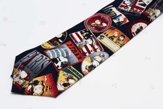 Vintage Snoopy Tie for Men, Silk Necktie, Vintage… - image 3
