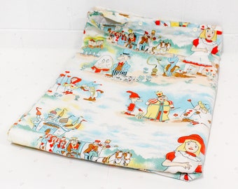 Vintage 70s Joan Walsh Anglund Twin Bedsheet, Patchwork Friendship