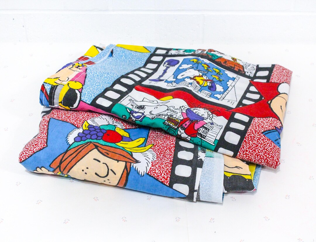Rare Vintage Peanuts Charlie Brown Bedsheet Twin Sheet Set, Peanut Gang