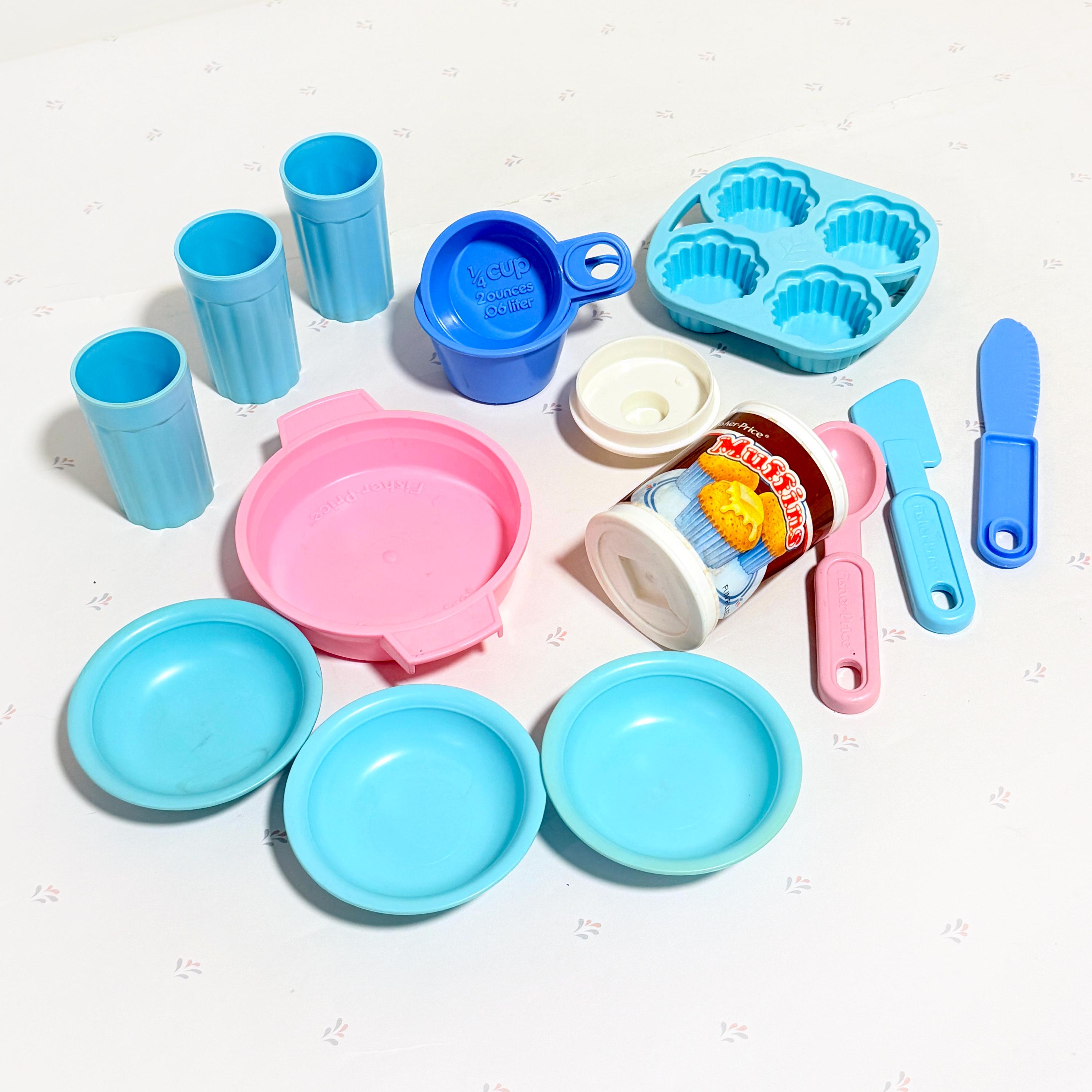 Vintage Fisher Price Fun With Food 24pc Teapot and Dishes Set