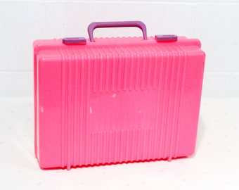 Pink Plastic Toy Case Vintage Case for Toys Kids Toy Box Pink Case for Barbies Barbie Case Doll Case 90s Toy Storage Case