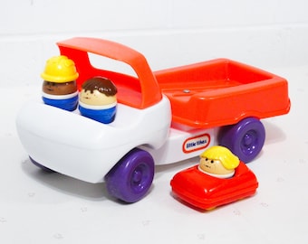 Camión de juguete Little Tikes de los años 80, camión de juguete vintage de los 80 para niños, juguetes vintage para niños, camión de plataforma