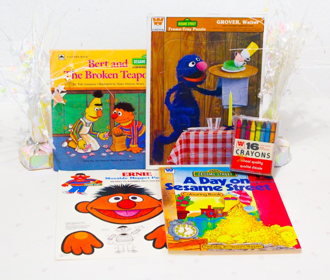 Vintage Sesame Street Gift Set, Coloring Book, Bert and