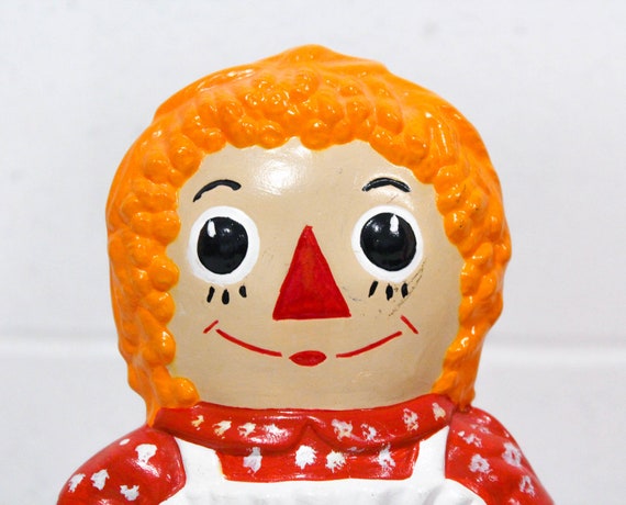 1970s Raggedy Ann and Andy Book Ends, Bobbs Merrill Painted