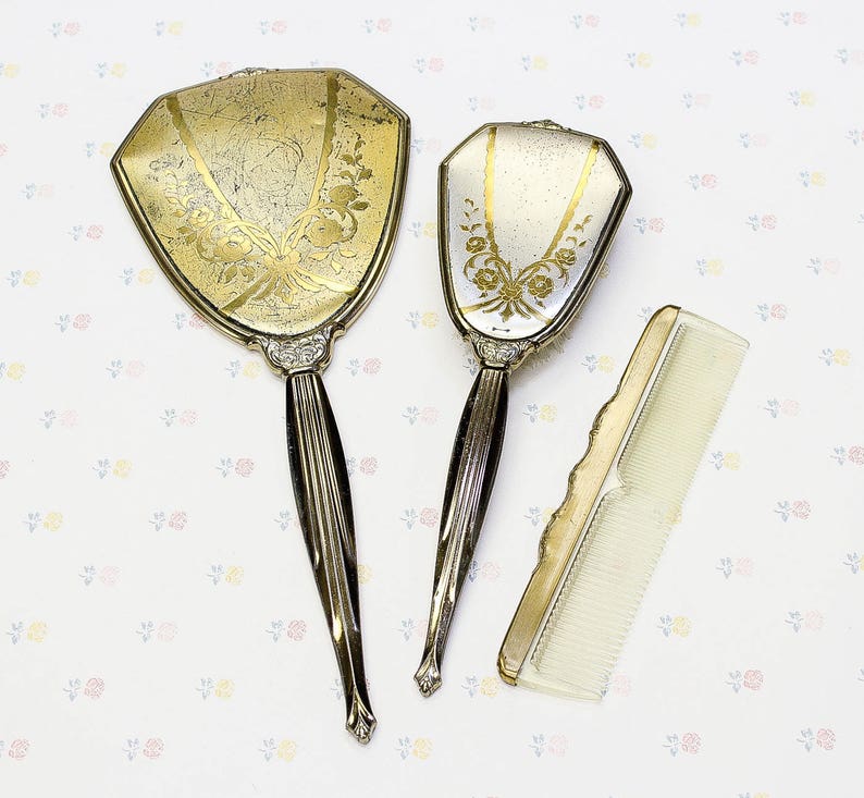 Vintage Art Deco Vanity Brush Set Bathroom Image 0