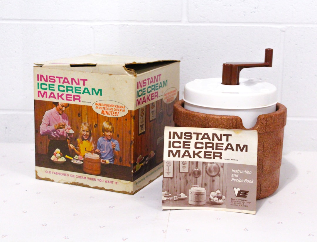 70s Vintage Ice Cream Maker, 1 Quart Hand Crank Ice Cream Machine, Homemade Sherbet Maker
