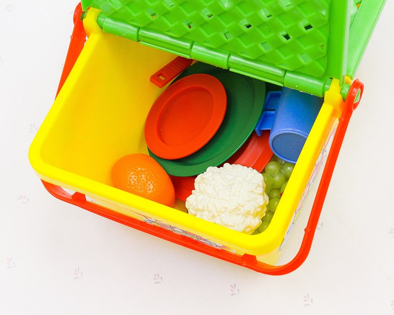 Picnic Basket Toy Playset Food Toys for Kids Vintage Toy Etsy